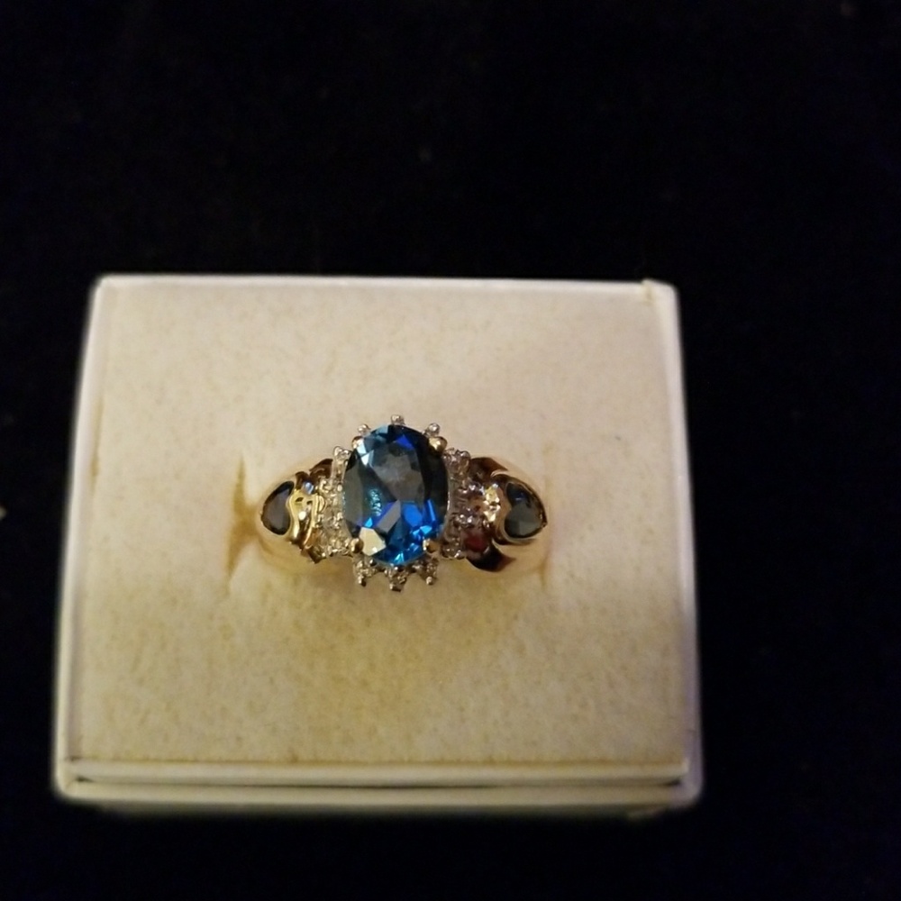 14k Sapphire & Diamond Ring, Size 5.25